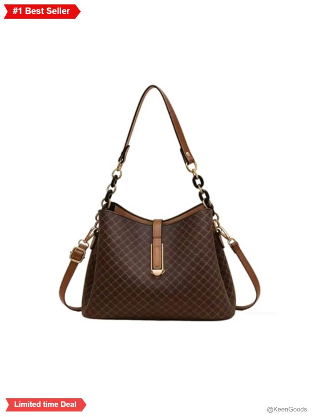 PU Leather Bucket Bag Crossbody Shoulder Handbag Rhombus Pattern